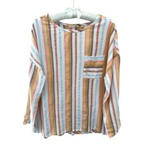 SOFT SURROUNDINGS Striped Boho Boxy Top Dolman Sleeve Relaxed Fit | Medium